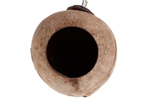 Junhouse Natural Coconut Shell Parrot Bird Bed Nest House Wood Ladder Bird Cage Perch Hamster Rat Gerbil Mice Cage Feeder Toy