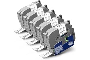 Nastro per Etichette Labelwell 5x Compatibile per Brother TZe-251 TZe251 TZ251 TZ-251 Nero su Bianco TZ Laminato 24mm Nastri per Brother Ptouch PT-2430PC P710BT P700 E500VP P750W D600VP H500LI P900W