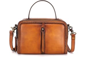 IVTG Genuine Leather Crossbody Bag for Women Vintage Handmade Top Handle Handbag Satchel Purse