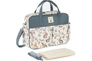 SONARIN Grande Capacità Multifunzionale Borsa Fasciatoio per Neonato,Borsa per il Cambio Borsa a Tracolla Borsa per Pannolini da Viaggio Impermeabile con Spalline & Fasciatoio