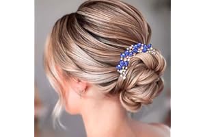Bohend Rhinestone Hair Comb Crystal Drop Hairpieces Wedding Hair Accessories Jewelry for Women and Girls (Blue)