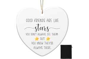 Geiserailie Friendship Ornament Gift Good Friend Are Like Stars Gift Ceramic Hanging Heart Present Christmas Tree Decor for Women
