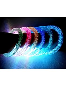 PRESKIN – LED Armreif Set (2 Stück), leuchtender Armring, Party Armband, bunt blinkender Schmuck für Rucksack,...