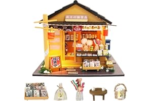 HJBHDOLL erhumama Miniatura Japonesa de Tienda de Comestibles Casa de Muñecas LED Kits DIY Tienda de Madera Muebles Modelo Rompecabezas Juguete Niños Regalo de Cumpleaños