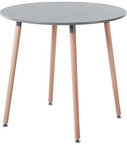 Eetkamerstoelen AARHUS set van 4, grijs met poten van massief hout, beukenhout, Scandinavisch retrodesign