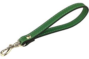 VanEnjoy Wristlet Keychain Cellphone Genuine Leather Hand Strap with Golden Lock (Green),7.1 inch x 0.47 inch