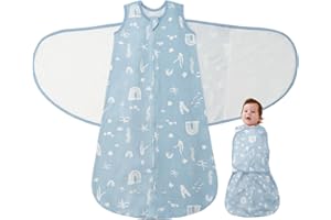 LILBESTIE Gigoteuse 0-6 Mois Tog 1 Gigoteuse Emmaillotage 100% Coton 3-1 Réglable Gigoteuses Bébé, Blue