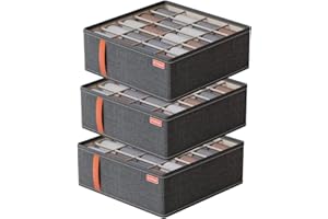 Ceihwa 3 Pezzi Organizer per Cassetti a 20 Celle Cassetto Organizer Mutande e Calzini Porta Calzini da Cassetto Organizer per Calzini Lavabile Pieghevole Divisori per Calze Fazzoletti Cravatte