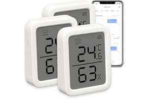 SwitchBot Innen Thermometer Hygrometer 3 Stück, Innentemperatur-Feuchtigkeitssensor mit intelligenter Warnung und 68-Tage-Datenspeicherung, Bluetooth-Raumthermometer für Baby, Zuhause, Garage