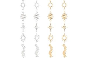 DICOSMETIC 20 Pcs 5 Styles 2 Couleurs Connecteurs Étoile Soleil en Acier Inoxydable Connecteurs Célestes Lien Sunburst Connecteurs Étoile à Cinq Branches pour Bracelet Collier Boucles d'oreilles