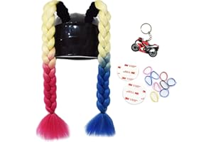 GYMARK Casco de cola de caballo para mujer, trenzas de pelo con ventosa para motocicleta, motocross, motocicleta, bicicleta, decoración de mujer, 2 piezas