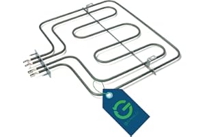 G GRIMALDI Resistenza Forno 800+1750W con Traversino 370 mm | codice 3570355010 compatibile con REX e ZANUSSI | Ricambio Universale Grill e Cielo per Forni Elettrici da Incasso