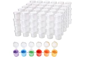 SEABABOO 20PCS Mini Leere Farbstreifen Töpfe Leere Farbbehälter mit Deckel Töpfe Leere Farbstreifen Farbtöpfe Farbtopf für Klassenzimmer Streifen Farbtöpfchen Mini Pigment Dose für Kunstfestival