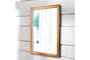 AAZZKANG Rustic Mirrors for Wall Rectangle Wood Frame Mirror Farmhouse Bedroom Bathroom Decorative Mirror