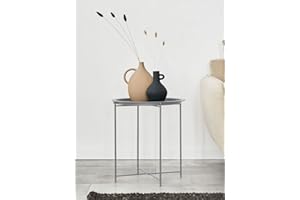 casamia Beistelltisch 2. Wahl Gartentisch Balkon Tisch Terassentisch rund Alberta Metall klein verstaubar Farbe hellgrau - lichtgrau