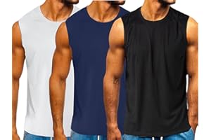 HOTCAT Canottiera da uomo, confezione da 3, senza maniche, per corsa, jogging, palestra, allenamento da uomo