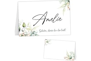 ‎KACKSPECHT Kackspecht 50 schöne Tischkarten Hochzeit Geburtstag Platzkarten Sitzplatzkarten Namenskarten Namensschilder zum selbst beschriften Eukalyptus Hochzeitsfeier Boho