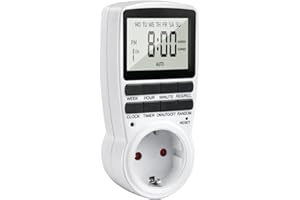 ‎MECHEER Zeitschaltuhr Steckdose, 24Std-Wochen Zeitschaltuhr Digital, LCD Stecker Timer Steckdose Schaltuhr mit 16 Timer-Programme, Countdown Zeitschalter Wochenzeitschaltuhr mit Einbruchschutz für Innen