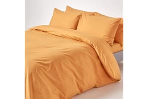 Homescapes 3-teiliges Perkal-Bettwäsche-Set senfgelb aus 100% ägyptischer Baumwolle, 1 Bettbezug 200x200 cm & 2 Kissenbezüge 48x74 cm