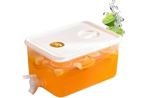 QURYGIN 5L Drinks Dispenser Container - Fridge Liquid Dispenser, Fridge Jug Drinks Chiller, Fruit Infusing Water Dispenser, Refrigerator Cold Kettle, Refrigerator Water Dispenser for Cocktails, Juices