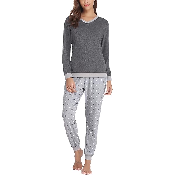 Nieery Pyjama dames lang katoen winter pyjama set lounge pyjama vrouw nachtkleding, zwart, XL