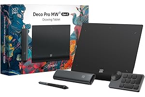 XP-PEN XPPen Deco Pro MW (Gen 2) Tavoletta grafica Bluetooth da 9x6", Penna passiva a 16K levelli di pressione, 10 Ore di Autonomia, Incluso Mini Tasteria Remota, Poggiapolsi ergonomico