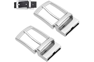 WADORN 2Pcs Reversible Belt Buckle Replacement, 38mm Men's Belt Rotated Buckle Rectangle Universal Jeans Belt Loop Ring Buckles Fastener Single Prong Belt Buckles, Platinum