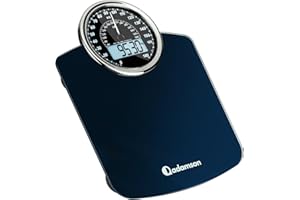 Adamson Hybrid 2-in-1 Analog & Digital Weighing Scale for Body Weight up to 180kg - Thick Tempered Glass - Extra Large Display - Easy to Read Digital Bathroom Scale - Blue with Black Backlight