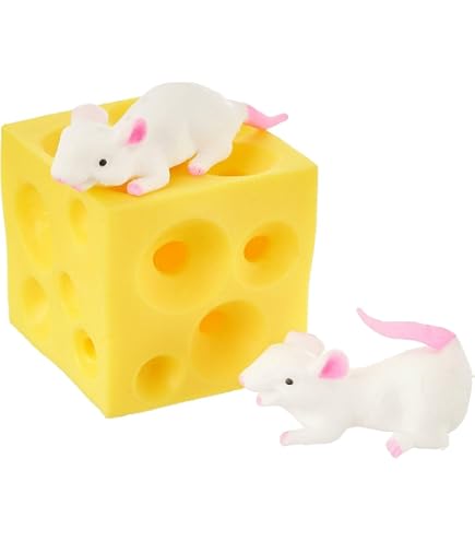 Jouet Anti-stress Souris Fromage - Lot De 3 - En TPR Souple - Pour Enfants Et Adultes - Détente Et Amusement - 9