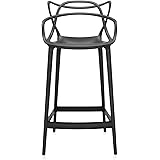 Kartell Masters Stool Sgabello, Tecnopolimero termoplastico Riciclato con Carica Minerale e Trattamento Soft-Touch, Nero, H. 