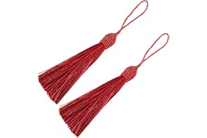MAKHRY 20pcs 15.5 cm / 6 Pollici Filo di Seta Segnalibro Nappe con Cavo Loop da 2 Pollici e Piccolo Nodo Cinese per Creazione di Gioielli, Souvenir, Segnalibri, Accessorio fai da te Artigianale (Vino Rosso)