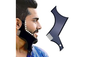 VZUHSW Stencil Barba per Pettinatura e Modellazione - Sagome Pizzetto e Collo per Rasatura Perfetta - Strumento Styling per Barba - Accessorio da Barbiere in Nero - Confezione da 1