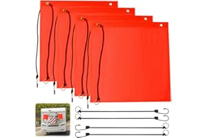 XEERUN 4 Stück Rote Warnflagge, 30 * 30cm Warnfahne Rote Fahne überlänge mit Seil, RoteSignalfahne für Überlänge, Transport, Fahrradträger, Auto, Wohnwagen, Anhänger