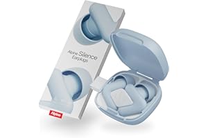 Alpine Silence Ear Plugs for Sleep, Focus & Travel - Comfortable, Travel Essential, Noise Cancelling, V-Shape Snug Fit & Soft Oval Tips, 4 Sizes XS/S/M/L, Reusable - Blue