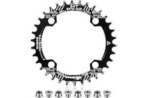 BOAO Plato 104 BCD 32T 34T 36T 38T Estrecho Ancho único Anillo de Cadena con 4 Piezas de Pernos de piñón para Bicicletas de Carretera, Bicicletas de montaña, Bicicleta BMX MTB