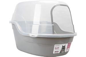 Petphabet Duża kuweta dla kota, szara, 63 x 48 x 43 cm, duża kuweta dla kota z pokrywką bardzo duża kuweta XXL kuweta dla zwierząt domowych szara