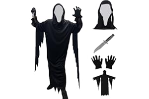 Aicerous® Halloween Scream Costume, Disfraz Fantasma Screaming, Disfraz de Cara de Fantasma Aterrador, adecuado para Halloween, Carnaval, Mascarada, Fiesta de Terror