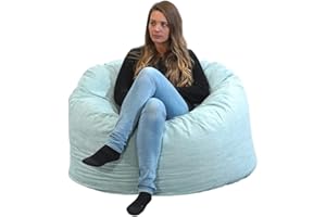 BANANAIR Bean Bag Chair 39.3 in (100 cm) – Corduroy – Made in France – Soft and Comfortable, Generously Stuffed – Giant & Fluffy Bean Bag Sofa for Adults and Children (Green)