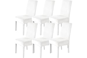 CYCMACO Velluto Coprisedie Con Schienale 6 Pezzi, Coprisedia Cucina Elasticizzato, Universale Copri Sedie Soggiorno, Fodera Sedia Con Schienale Alto, Chair Cover, Bianco