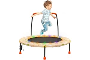‎ARK MIIDO Trampolin Kinder Indoor Outdoor Mini Kindertrampolin mit Verstellbarer Haltegriff Gepolsterter Sicherheitsabdeckung, Trampolin Klein für ab 3 Jahre