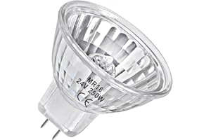 LedWekei Ampoules halogènes Gu5.3, ampoule halogène MR16 24 V 250 W, ampoules blanc chaud 2700 K à intensité variable (tasse réflecteur de calandre, 1 paquet)