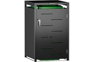 SUPEER Mülltonnenbox 2er und 1er Tonne | bis 240 Liter | schwarz | verzinkter Stahl | Premium Dämpfer | wetterfest| Hydraulikstangen| Türgriff mit Schloss | Gartenbox