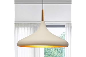 ‎BAMYUM bamyum Champion Hängelampe Esstisch Skandinavisch aus Holz und Metall 35 cm, Pendelleuchte Esstisch, Hängelampe Wohnzimmer, Küchenlampe Hängend E27, Pendelleuchte Weiss für Schlafzimmer, Wohnzimmer
