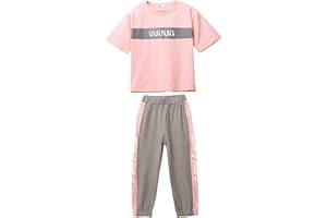 amropi 2 PCS Set Completo Ragazze Maglietta con Maniche Corte + Pantaloni Jogging Estate Tuta per 3-12 Anni