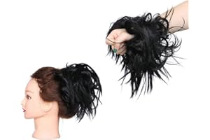 S-NOILITE Fashion Tousled Hair Extensions Hairpiece Scrunchie Straight Elastic updo Scrunchy BUN Brown Blonde Instant Ponytail wig Hairdo Dark Black