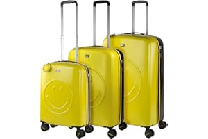 Smiley Originals - Maletas de Viaje de la Firma [Marca]. Juego Maletas 4 Ruedas - Juego de Maletas de Viaje - Juego Maletas de Viaje Ligeras. Candado de combinacion 180100, Amarillo-Negro