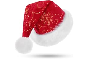 CITÉTOILE Cappello Natalizio per Adulti, Motivo a Foglie con Ricamo, Cappello Natalizio con Tesa Lunga in Pelliccia e Palla di Pelo