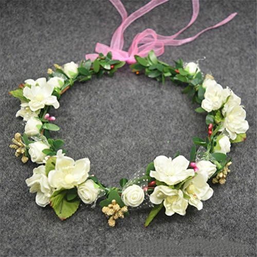 WDDZY® Bridal Floral Adjustable Crown Hair Girl Camellia Flower Simple Halo Woodland Hairpiece Wedding Rustic , milk white garlands