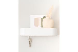 KAZAI. Wieszak na Klucze 'Fyndig' | Design Haczyków na Klucze z Berlina | Nowoczesny Uchwyt z Półką z Drewna | Wieszak jako Mebel Ścienny do Przedpokoju | Biały