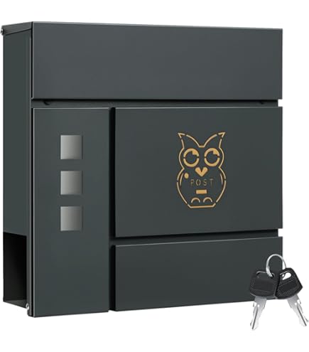 Buzón De Pared WOLTU Con 3 Ventanillas Y Espacio Para Periódicos - Negro